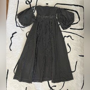 Polka dot off-the-shoulder maxi dress